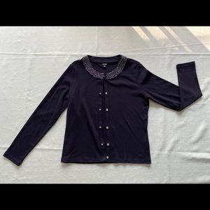 Black rafaella sweater with beaded neck